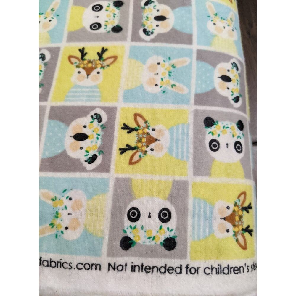 3/$20 1 yard woodland creatures nursery flannel fabric panda DIY SEW SEWING